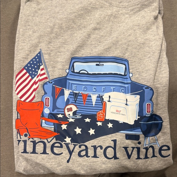 Vineyard Vines Other - Vineyard Vines Gray Long Sleeve Tee with Blue Truck and Flag